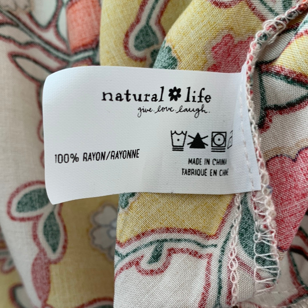 NWT - NATURAL LIFE mustard yellow Floral Twiggy Mini Shirt Dress - Medium