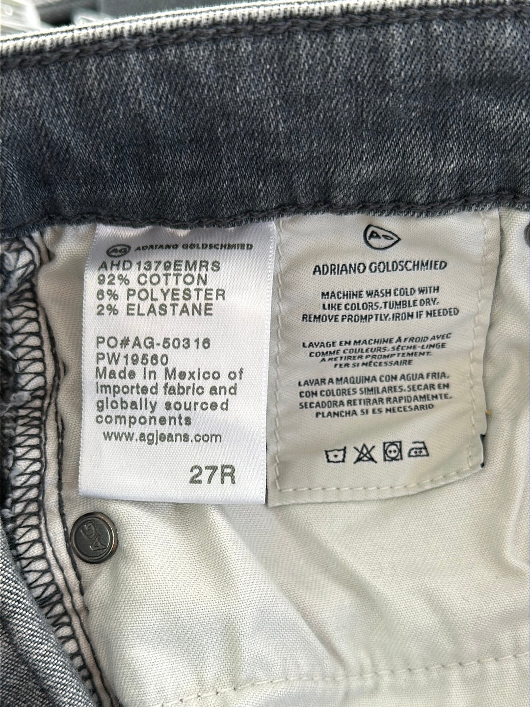 NWT - ADRIANO GOLDSCHMIED embers grey Farrah High Rise Skinny Jeans - 27