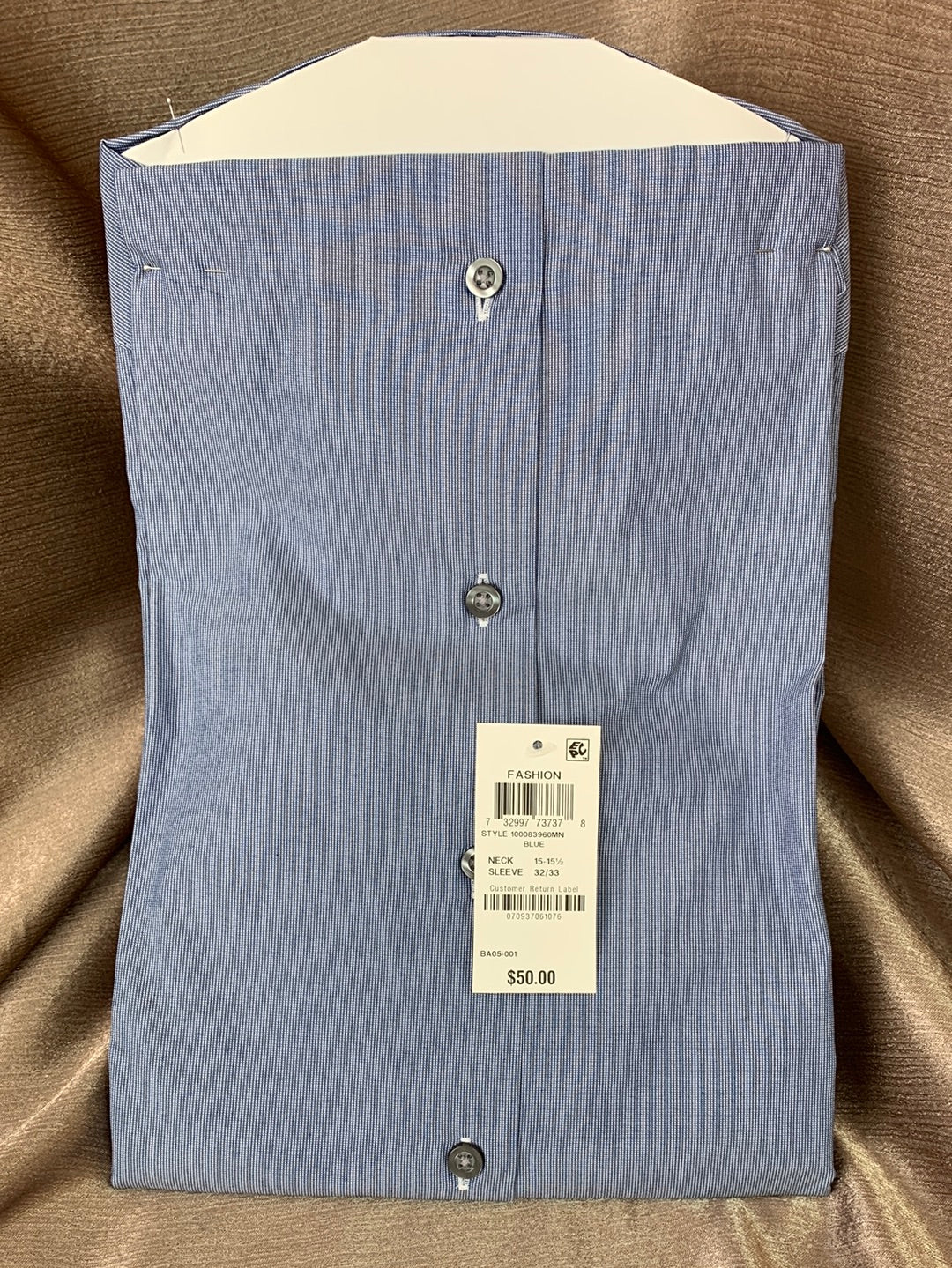 NWT - ALFANI blue Slim Fit Long Sleeve Button Up Shirt - 15-15.5 32-33 / M
