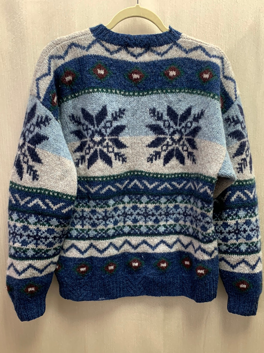 VINTAGE - WOOLRICH blue Handknit Wool Reindeer Sweater - Large