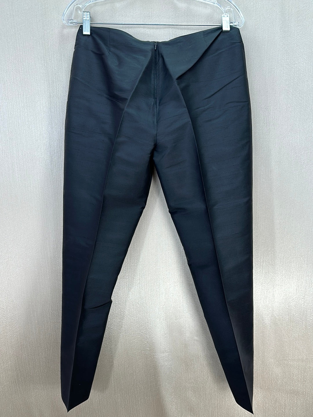RALPH LAUREN SPORT black 100% Silk Side Zip Tapered Crop Pants - 8