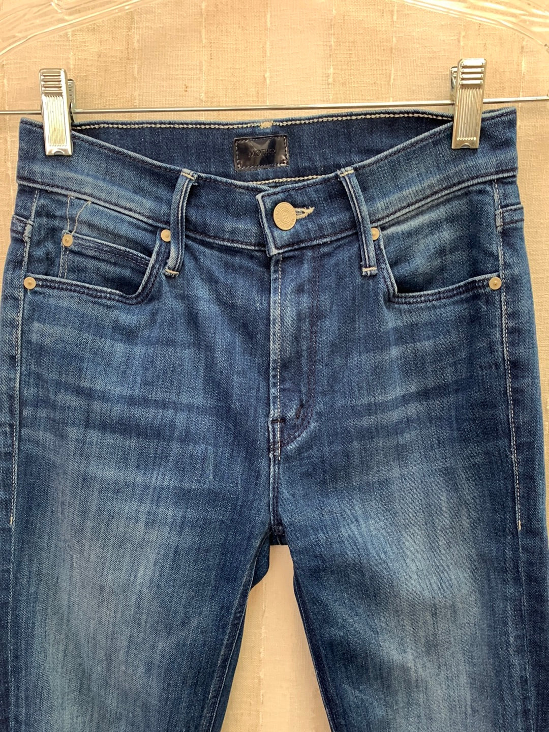 MOTHER squeeze it The Mid Rise Dazzler Crop Fray Jeans - 24