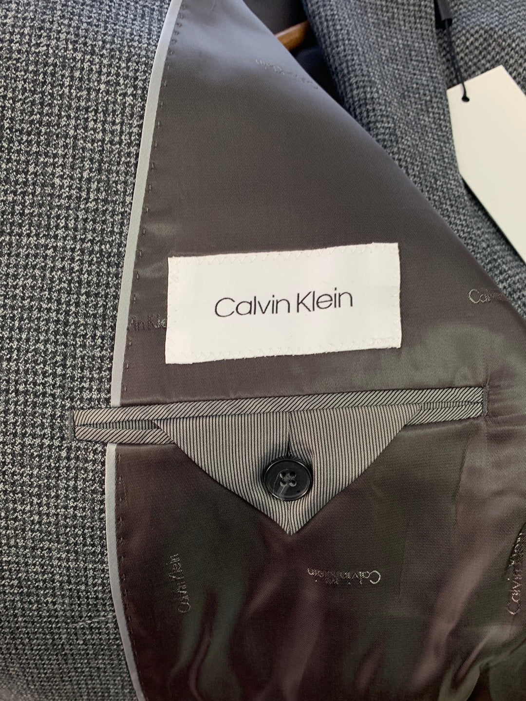 NWT - CALVIN KLEIN black white check Wool Blazer Suit Jacket - 46R