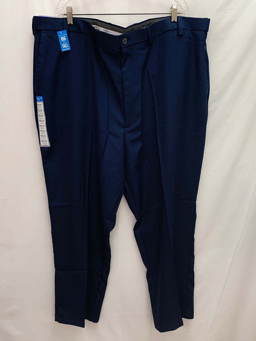 NWT - HAGGAR navy Cool 18 Pro Flat Front Classic Fit Golf Pants - 48x32
