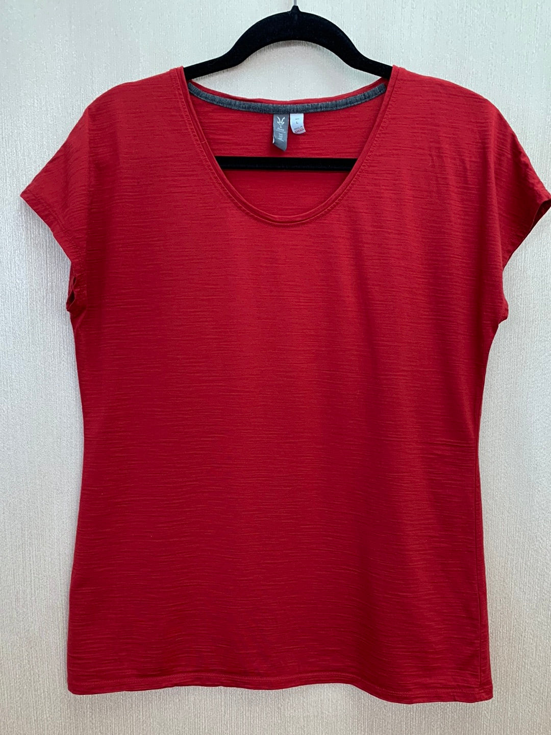 IBEX red Merino Wool Blend Scoop Neck Dolman Top - Large