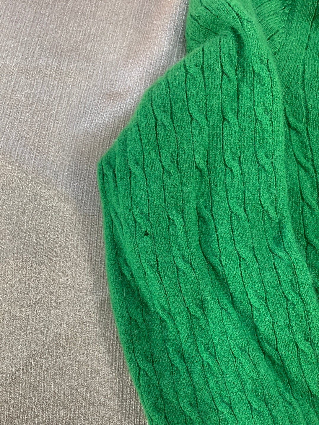 LOT OF 3 CASHMERE Sweater Upcycle Felt Craft Cutters Fabric - green tan gray