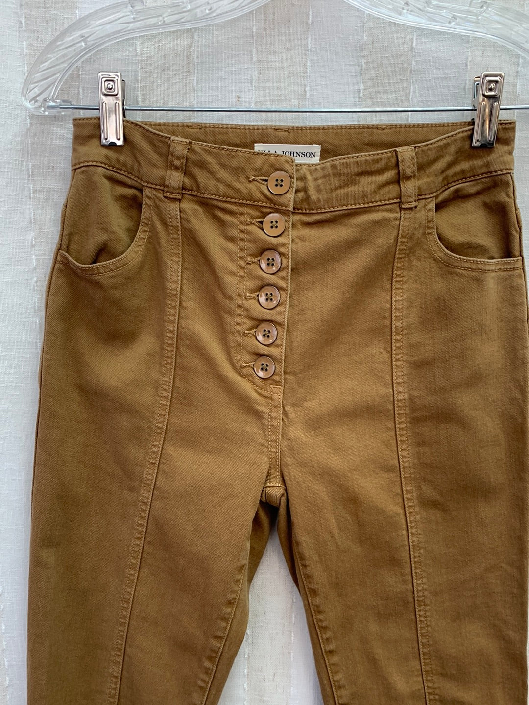 ULLA JOHNSON caramel Seam Front High Waist Jeans - 0