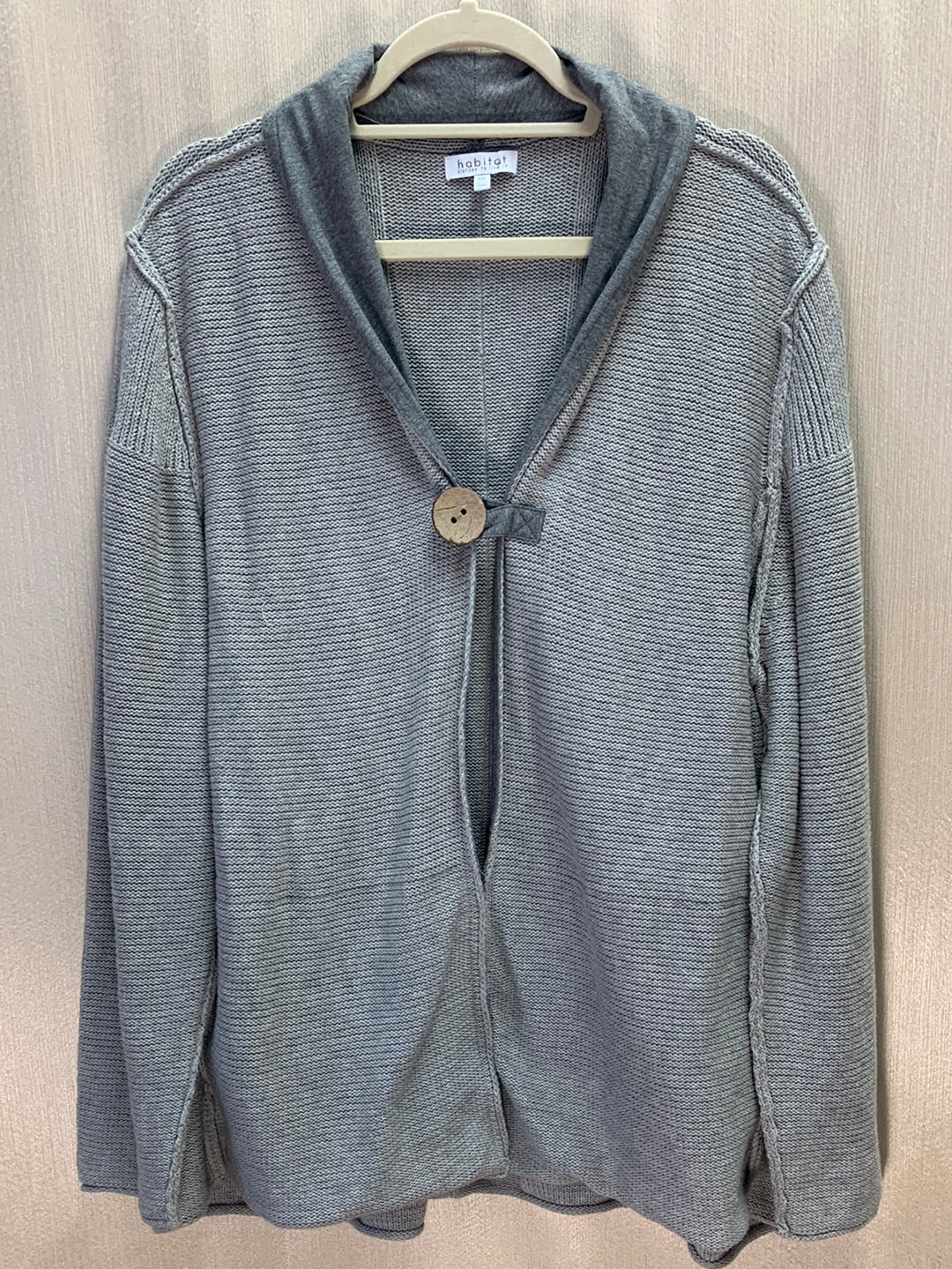 HABITAT CLOTHES gray Lagenlook Two Tone Knit One Button Cardigan - XXL