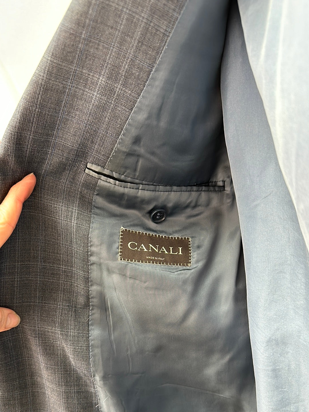 CANALI blue grey Pure Wool Plaid 2 Button Sport Coat Blazer - 54 / US 44L