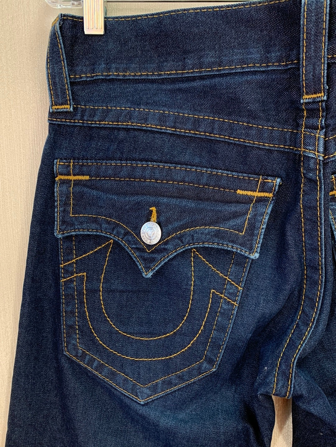 TRUE RELIGION dark wash Ricky Straight W Flaps World Tour Jeans - 31