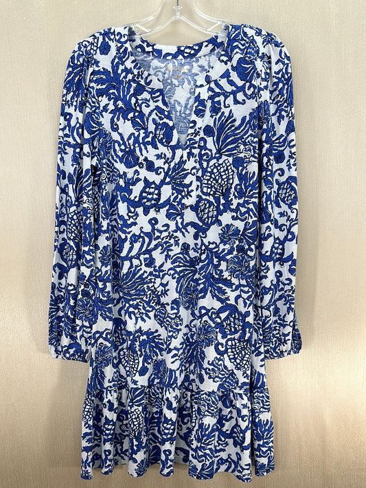 NWT - LILLY PULITZER blue white Ride With Me Long Sleeve Alyssa Dress - M
