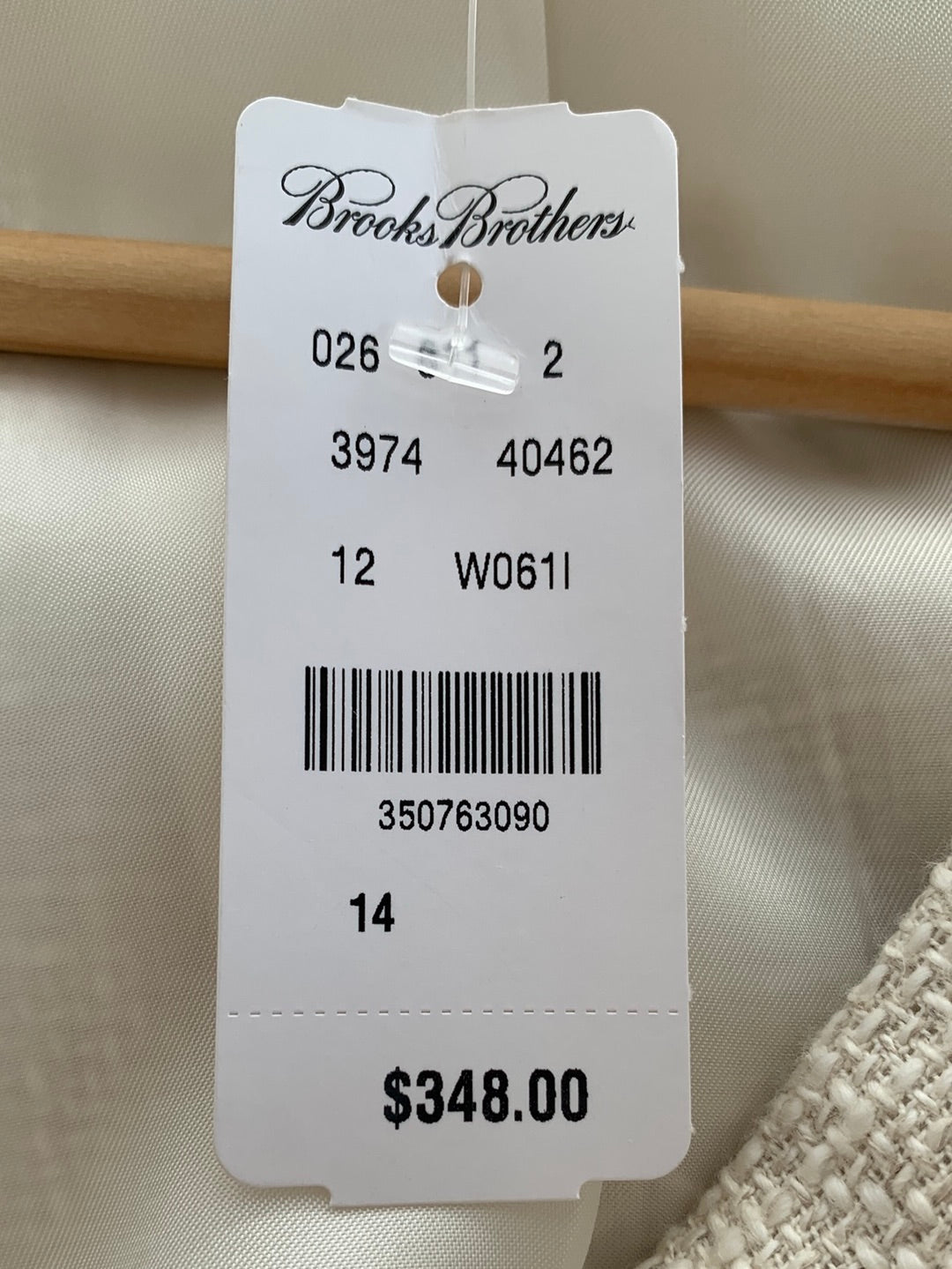 NWT - BROOKS BROTHERS cream Cotton Linen Boucle Tweed Jacket - 14