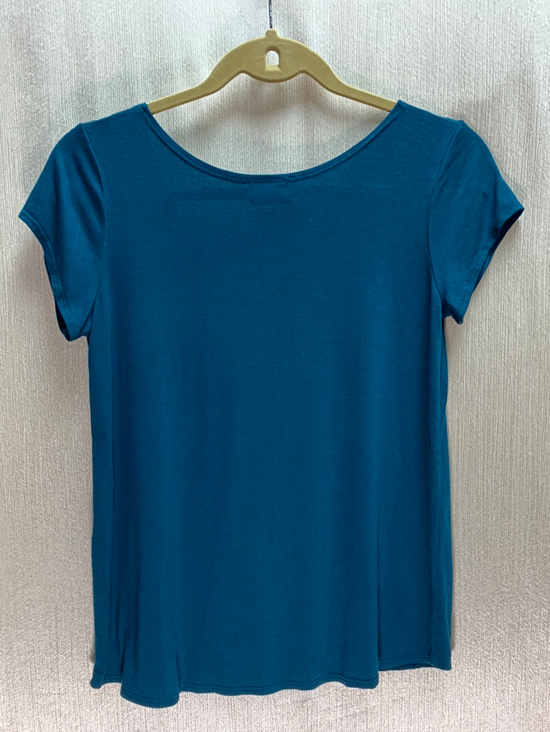 SALAAM marine teal blue Rayon Short Sleeve Cora Tee Shirt - S