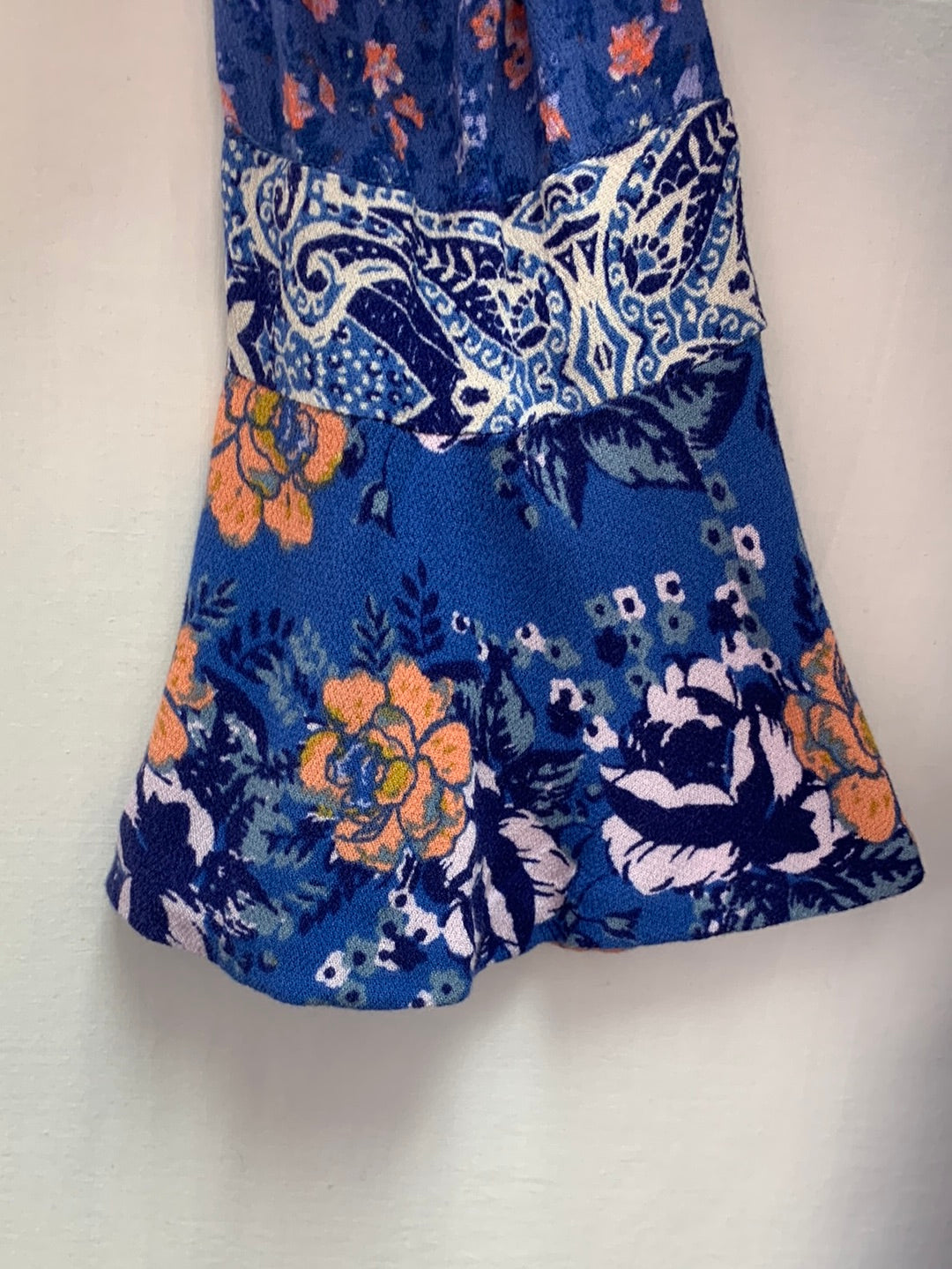 FREE PEOPLE blue floral Rayon Long Sleeve Dress / Tunic - Medium