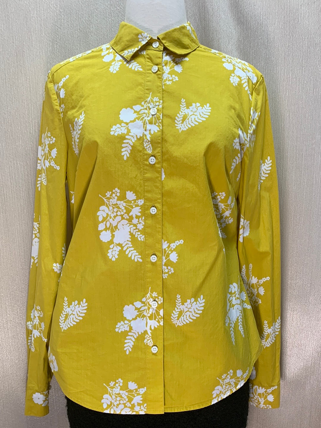 BODEN mustard yellow floral Button Up Long Sleeve Classic Shirt - US 8