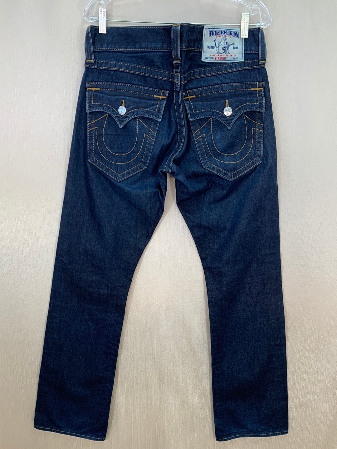 TRUE RELIGION dark wash Ricky Straight W Flaps World Tour Jeans - 31