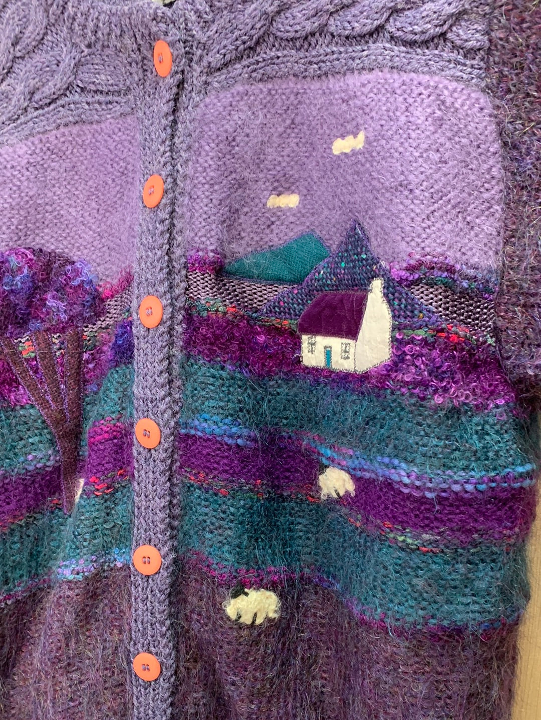 VTG - ROSEMARIE B purple Mohair Wool Farm Cardigan Sweater - XL/XXL