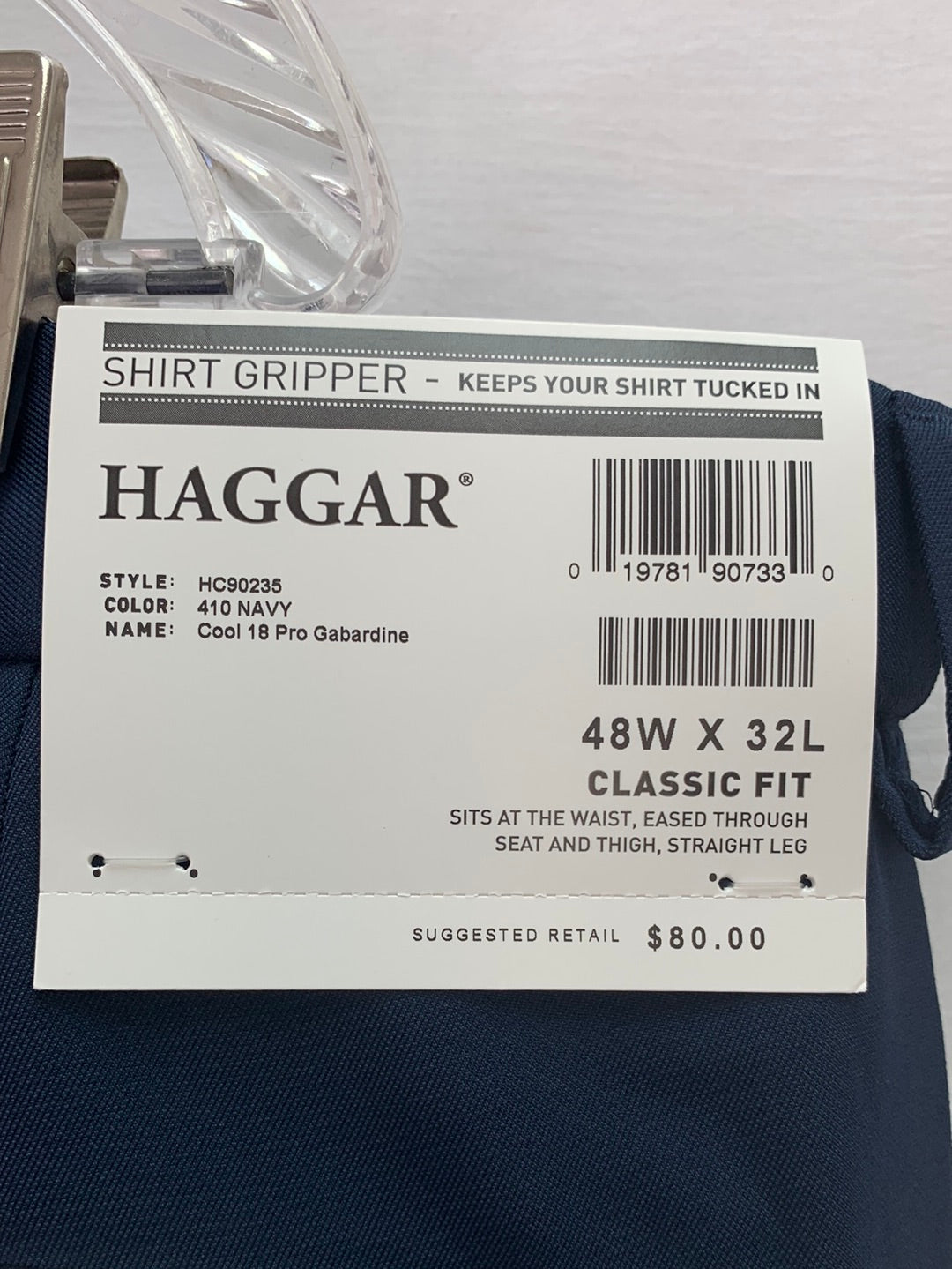 NWT - HAGGAR navy Cool 18 Pro Flat Front Classic Fit Golf Pants - 48x32