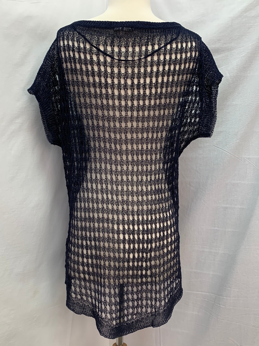 YELLOW BIRD ANTHROPOLOGIE navy Crochet Knit Lace Top - Large