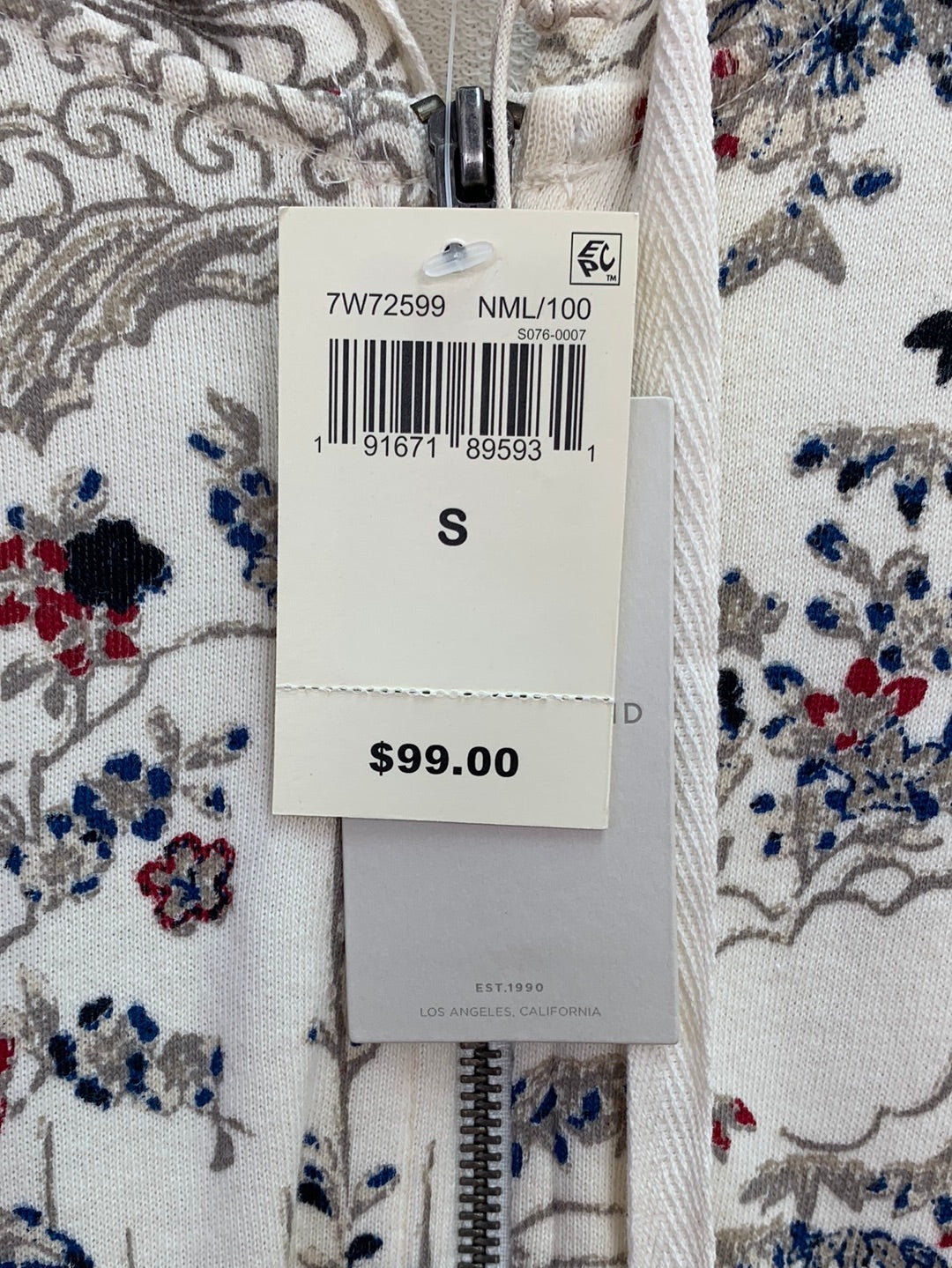 NWT - Lucky Brand White Floral Lucky Hooded Jacket - S / P