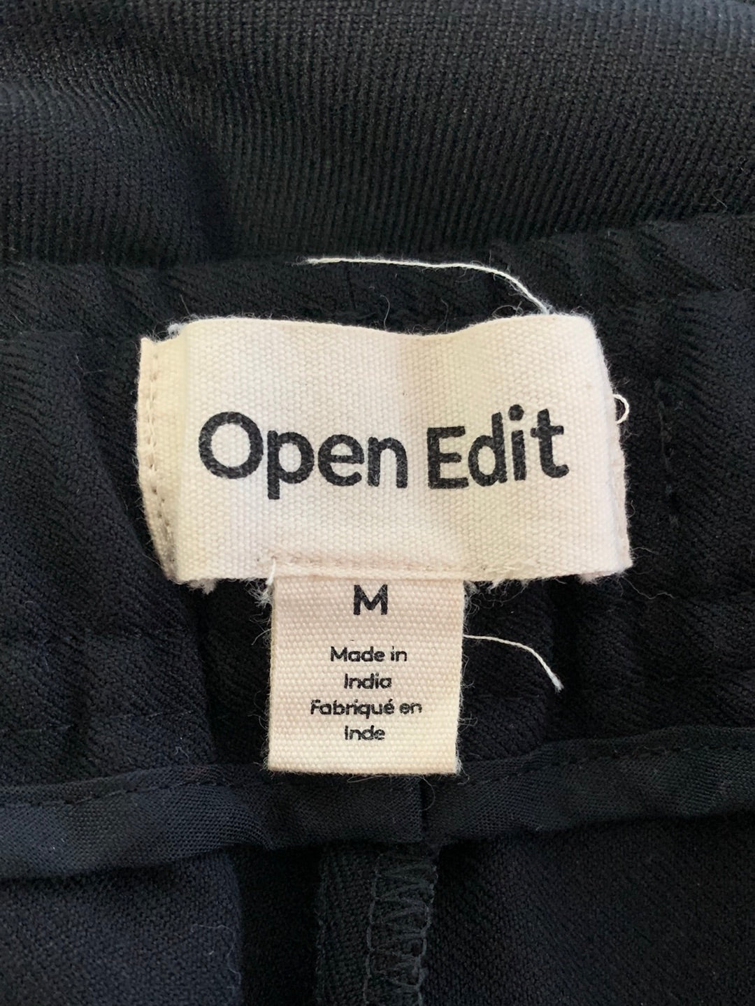 OPEN EDIT black Elastic Waist Drawstring Stretch Pants - M