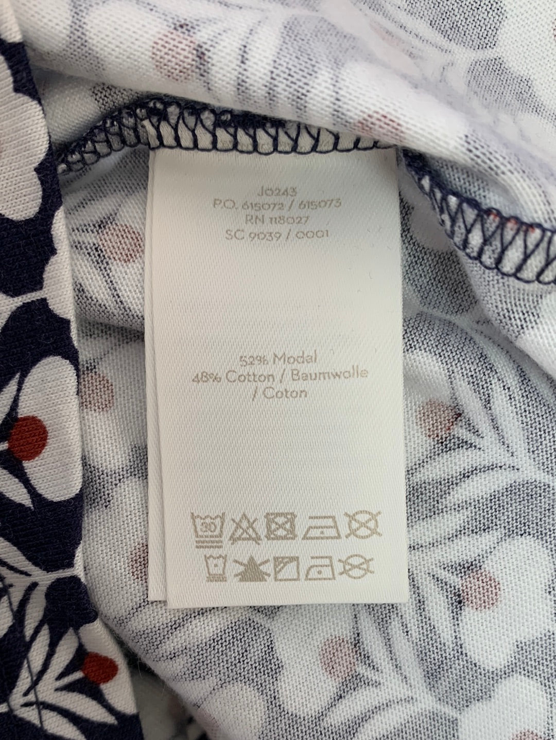 NWT - BODEN navy floral print Modal Blend 3/4 Sleeve Shirt - US 6