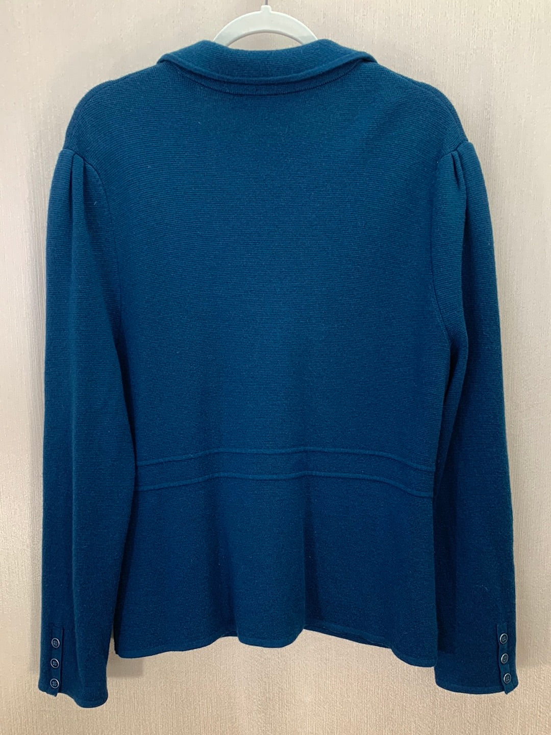 TALBOTS dark blue 100% Merino Wool Sweater Blazer Cardigan - XL