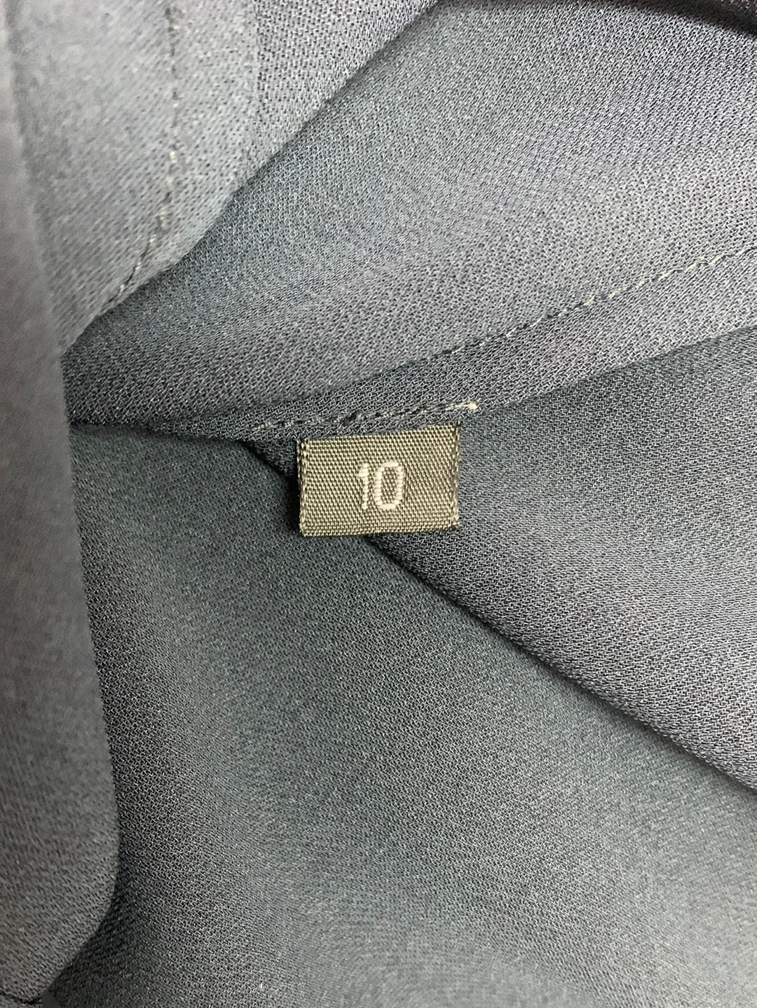 DD COLLECTION / DONCASTER navy SILK Long Sleeve Button Up Blouse - 10