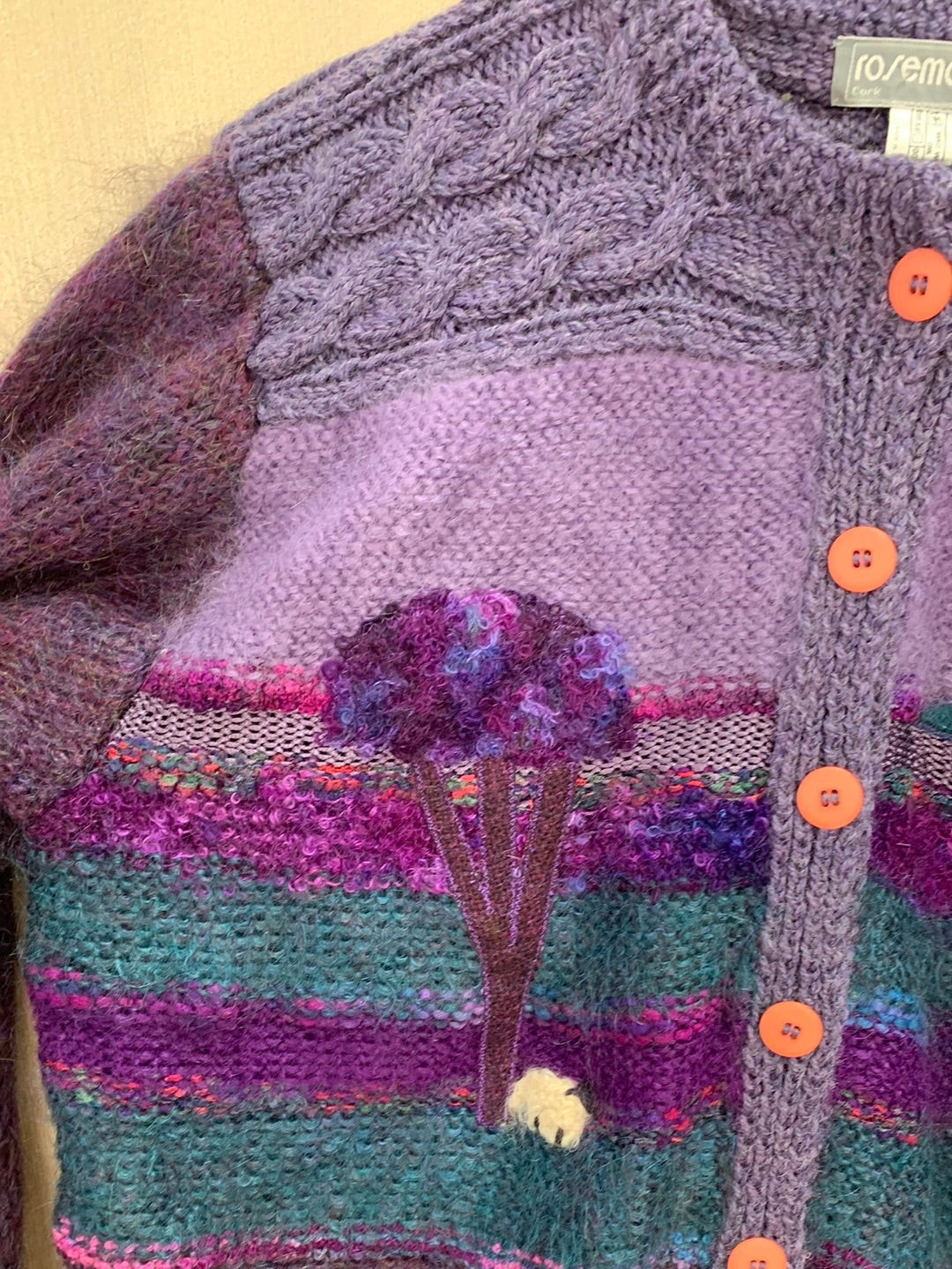 VTG - ROSEMARIE B purple Mohair Wool Farm Cardigan Sweater - XL/XXL