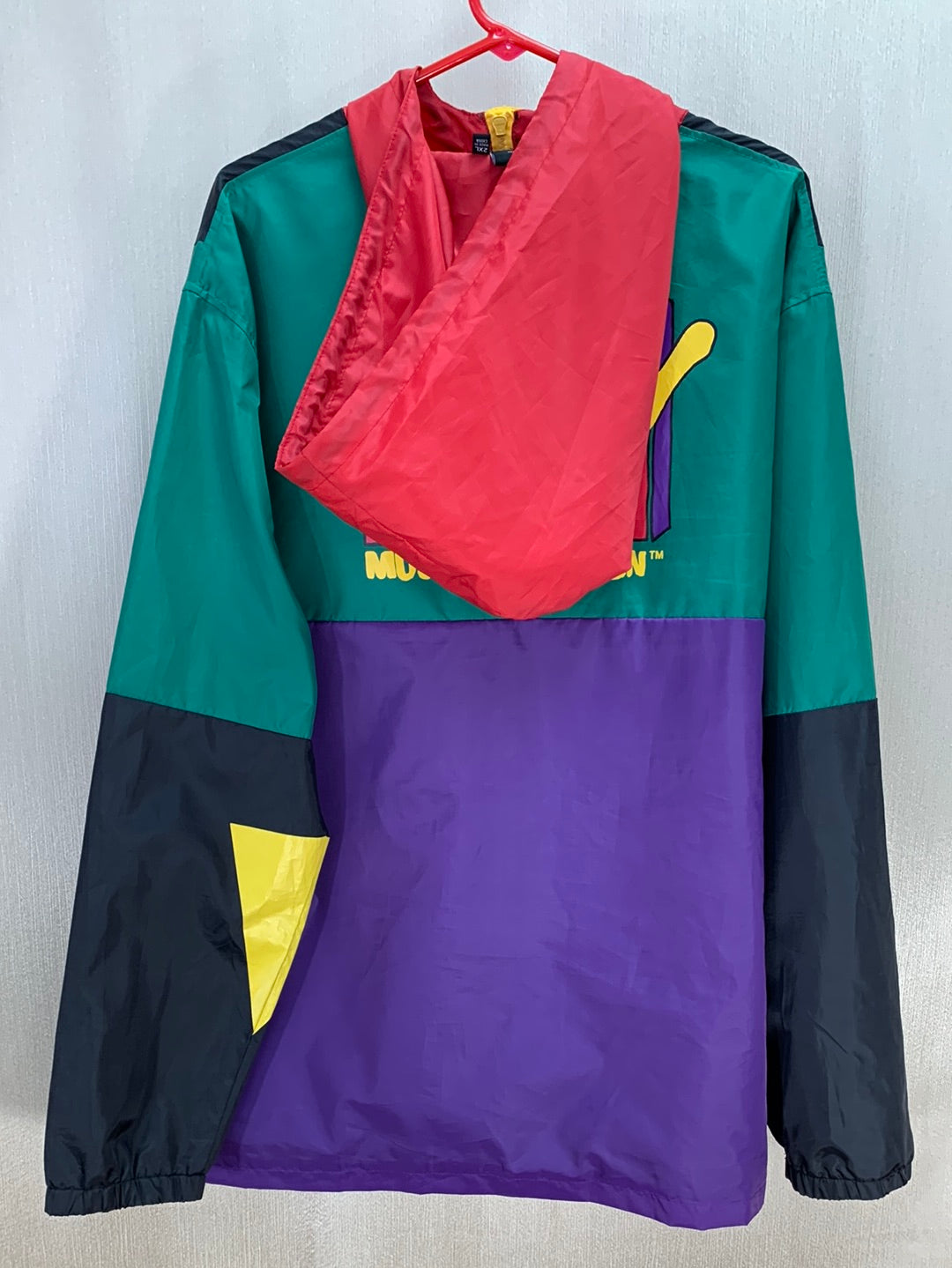 MTV 2020 Viacom Official Colorblock Windbreaker Full Zip Hoodie Jacket - 2XL