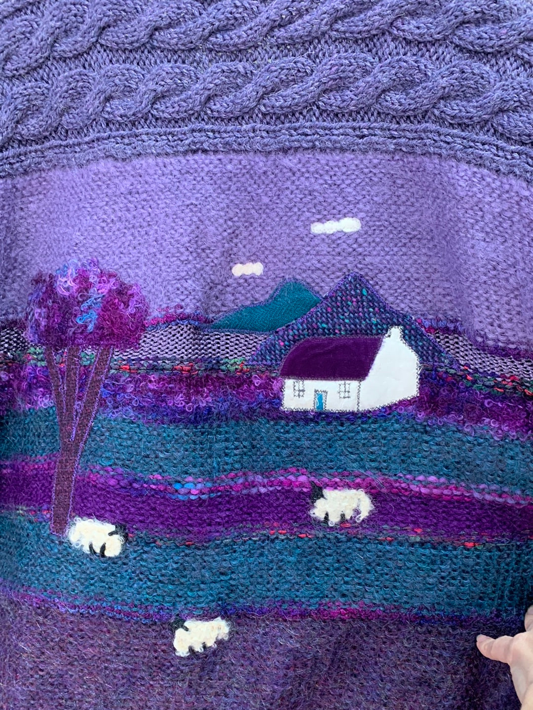 VTG - ROSEMARIE B purple Mohair Wool Farm Cardigan Sweater - XL/XXL