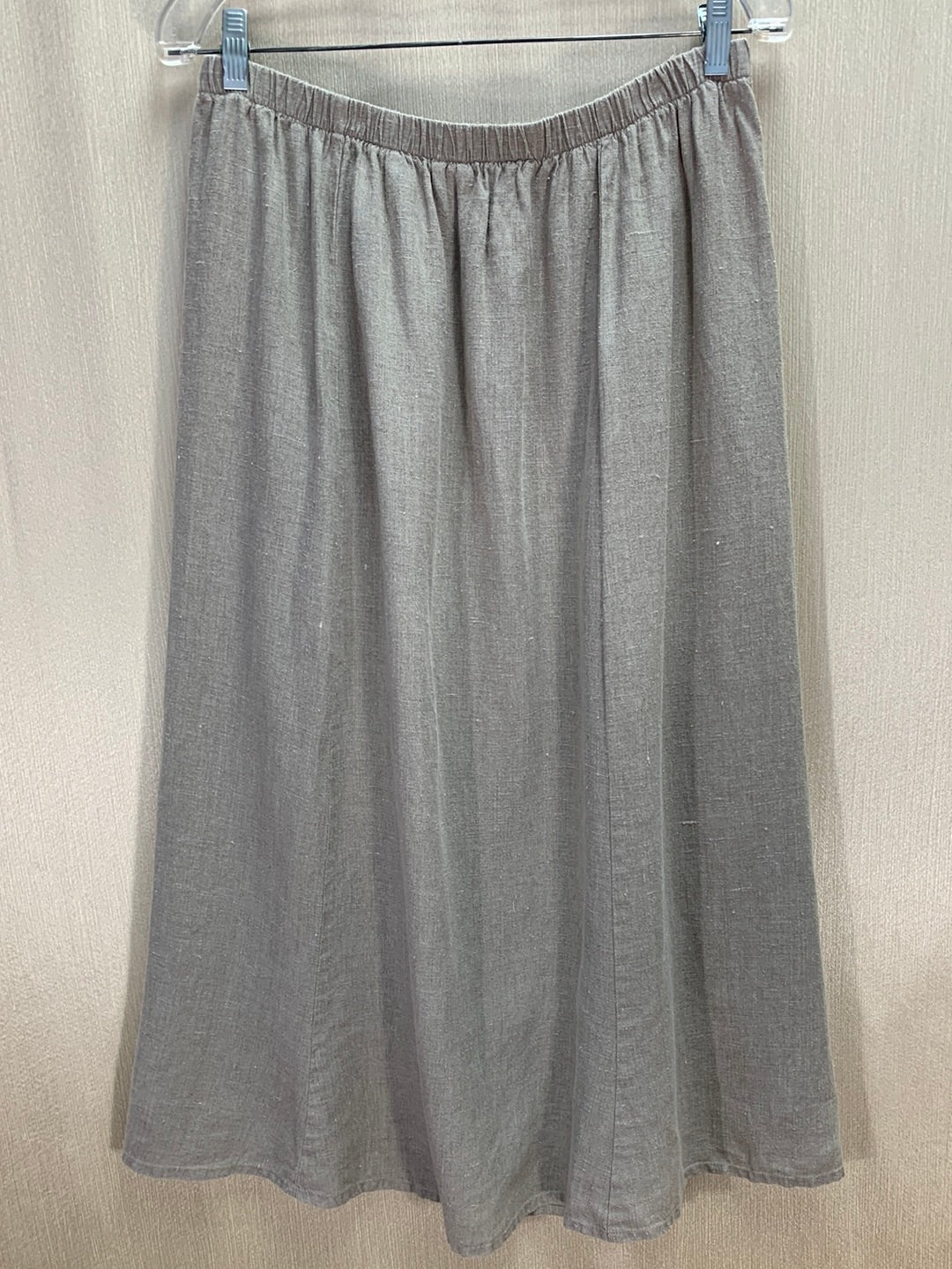 FLAX oatmeal tan Linen 32.5" Long Midi Maxi Pull On Skirt - L