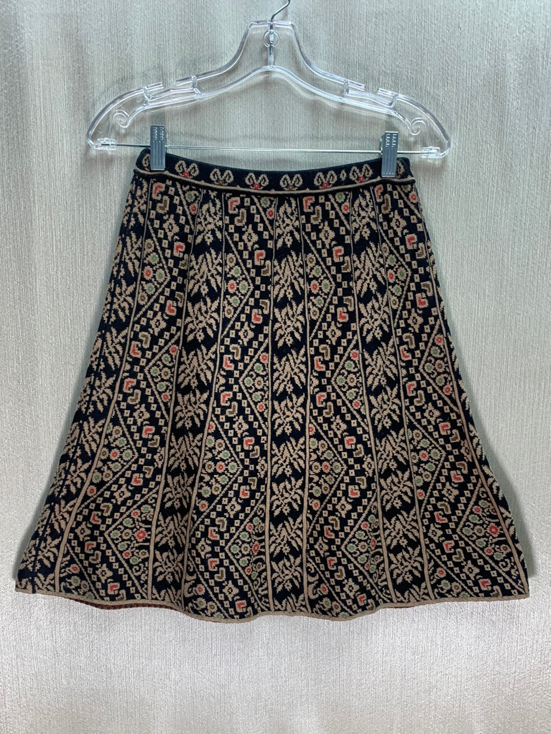 PERUVIAN CONNECTION black tan Pima Cotton A-line Skirt - XS