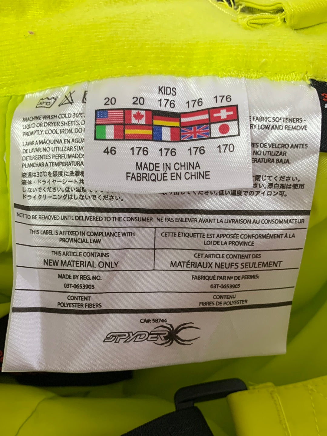 NWT - SPYDER acid neon yellow Ski Propulsion Insulated Pants - Kyd's 20