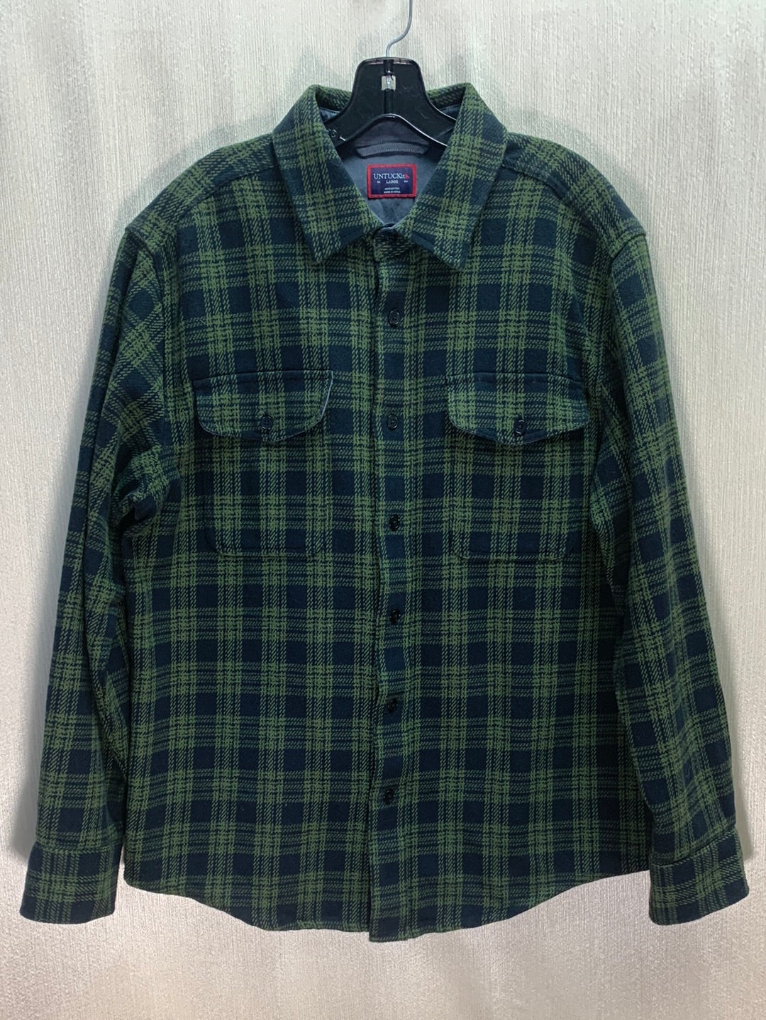 UNTUCKit green black Plaid Tignanello Heavyweight Lux Shirt Jacket - L