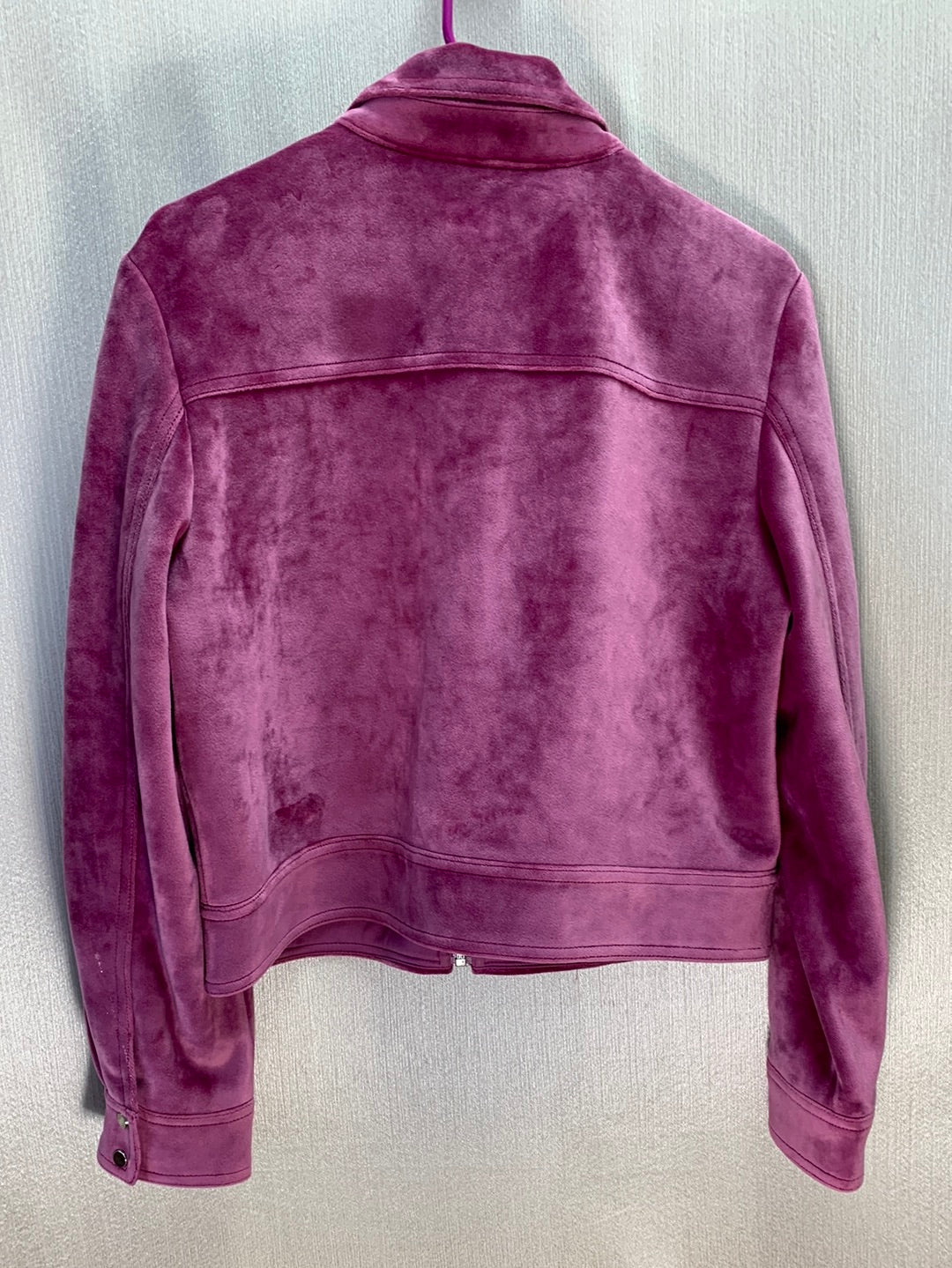 NWT - NINE WEST pink Velvet Cropped Long Sleeve Jacket - L