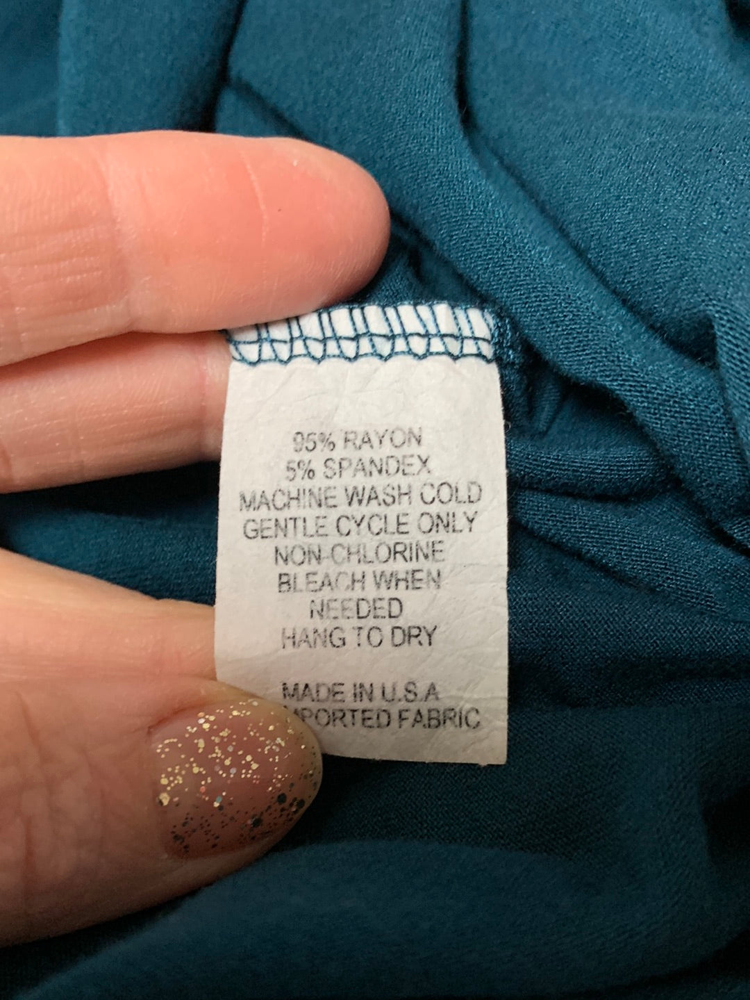 SALAAM marine teal blue Rayon Short Sleeve Cora Tee Shirt - S