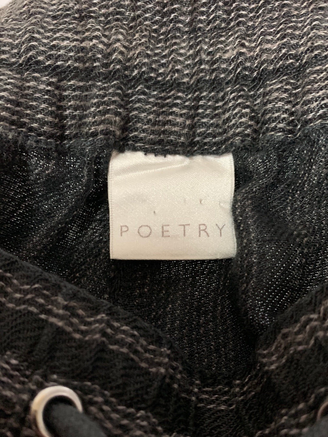 POETRY black grey Stripe 100% Linen Wide Leg Pull On Cropped Pants - US 10