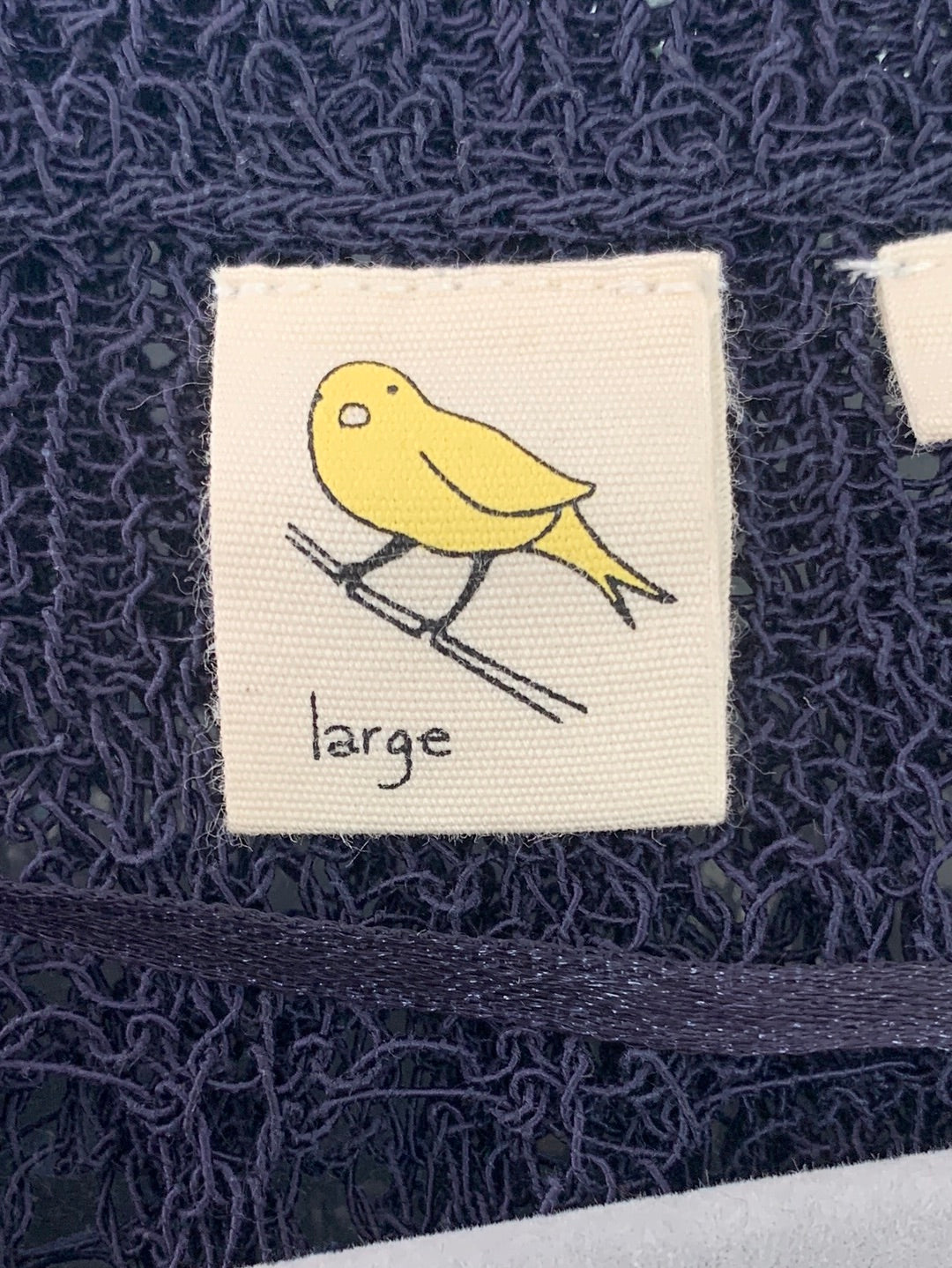 YELLOW BIRD ANTHROPOLOGIE navy Crochet Knit Lace Top - Large
