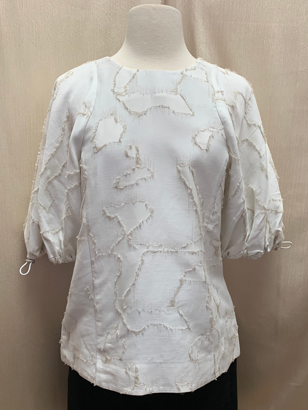 NWT - COS white beige Texture Pattern Puff Sleeve Shirt - US 8
