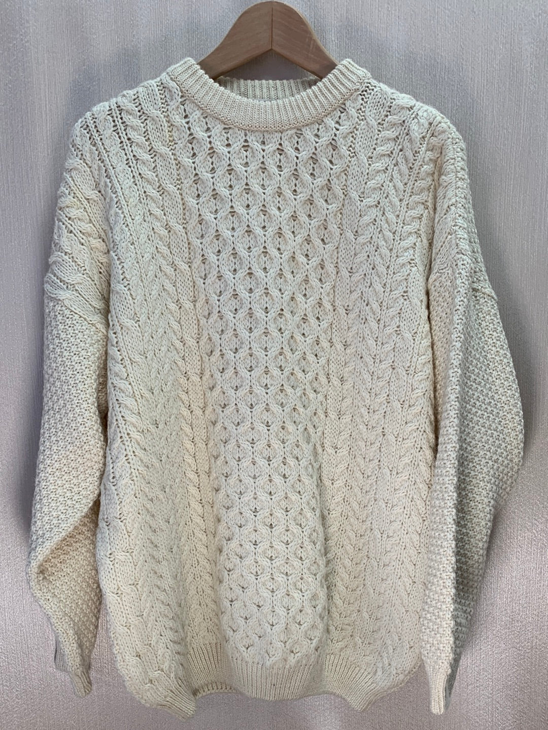Vintage - HIGHLAND HOME ivory Wool Cable Knit Fisherman Sweater - XL