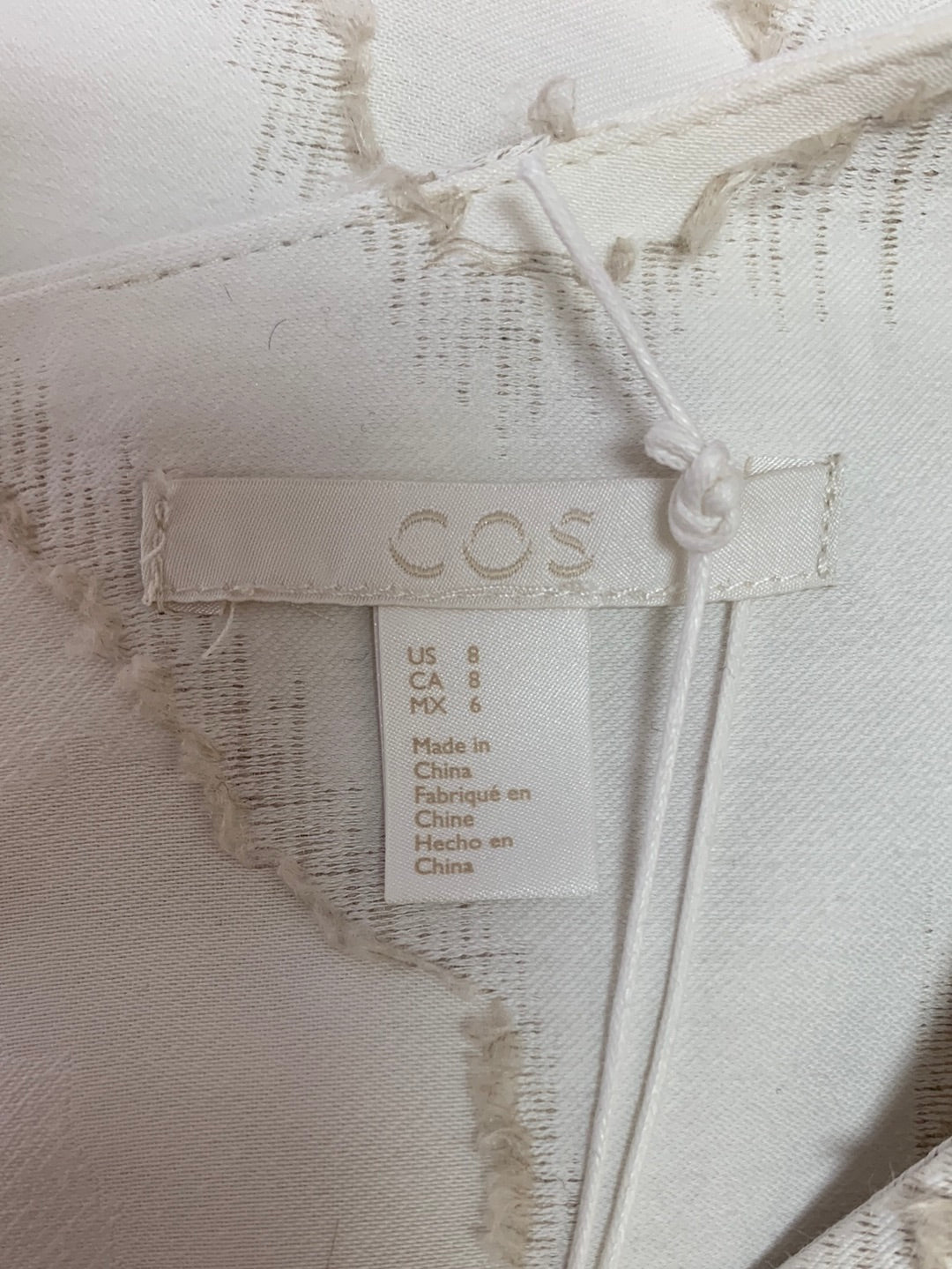 NWT - COS white beige Texture Pattern Puff Sleeve Shirt - US 8