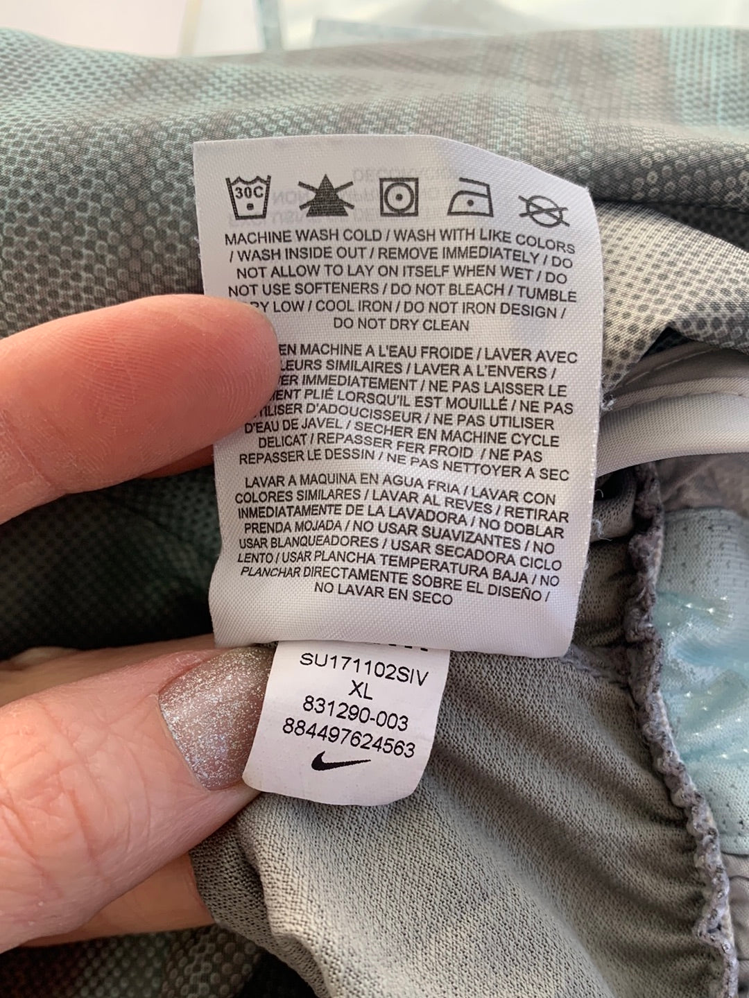 NIKE blue gray Print Dri-Fit Recycled Polyester Running Shorts - XL