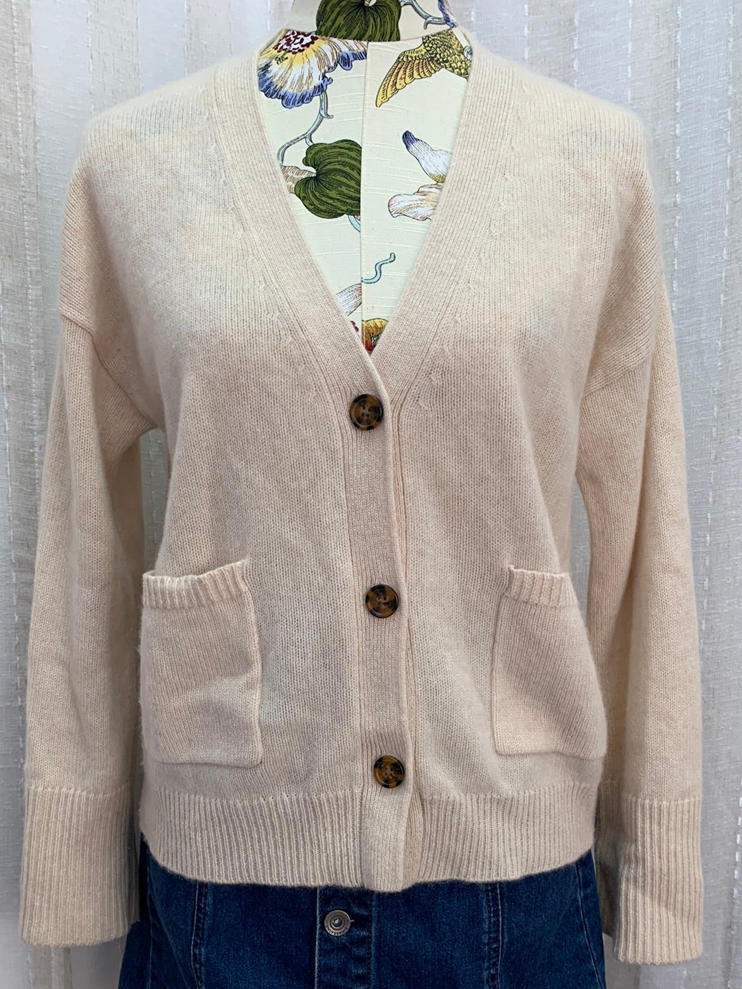 MAGASHCHONI tan Cashmere V-Neck Button Cardigan - Small