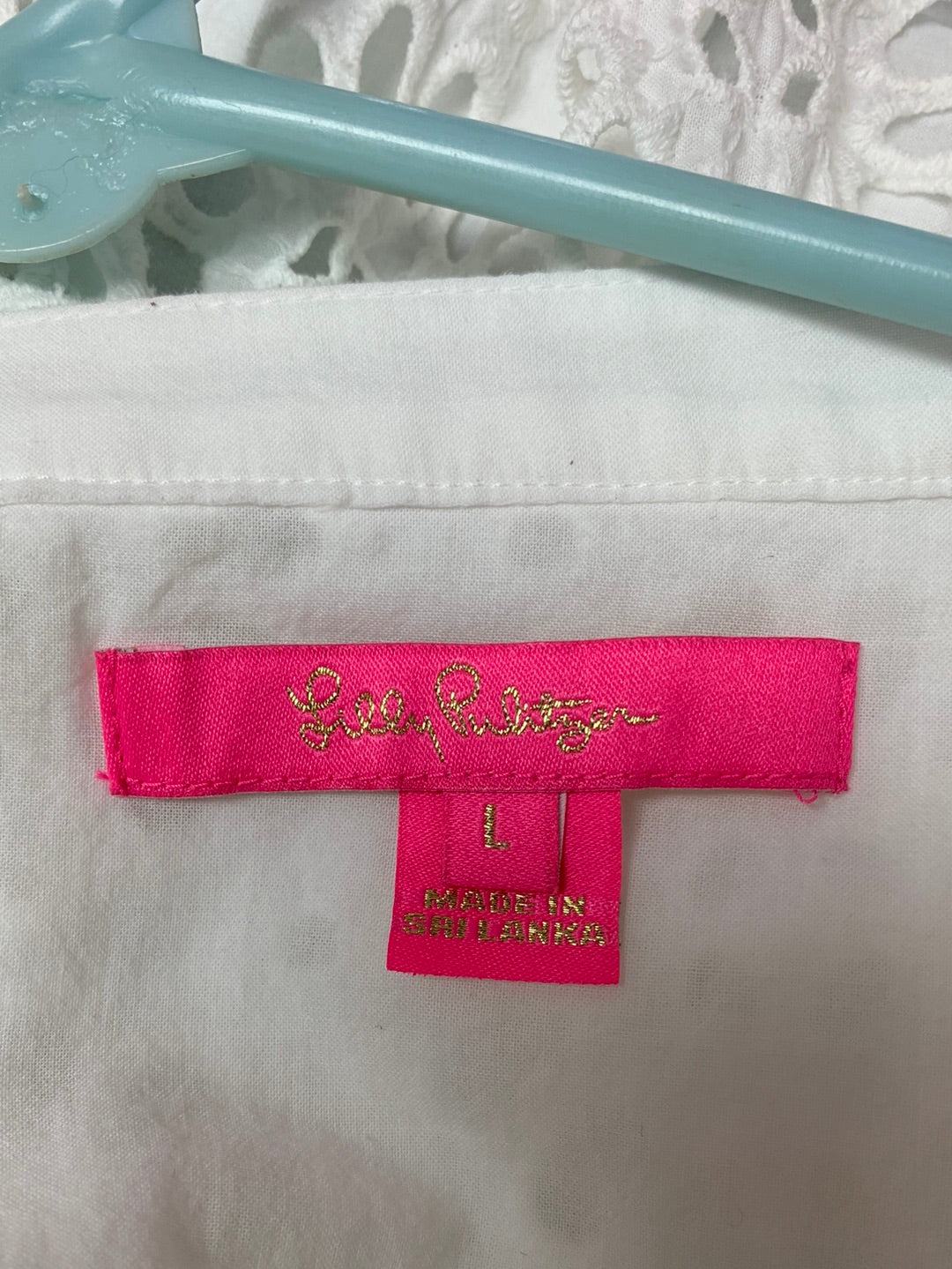 LILLY PULITZER white Eyelet 3/4 Sleeve Bekah Pull-Over Blouse - Large