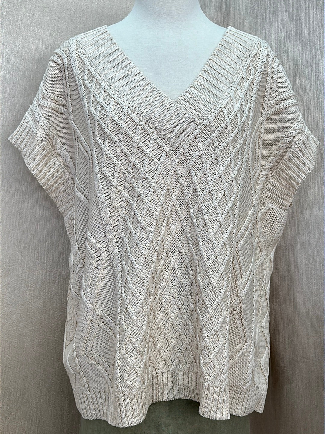 PERUVIAN CONNECTION cream parchment Osage Pullover Sweater - M/L