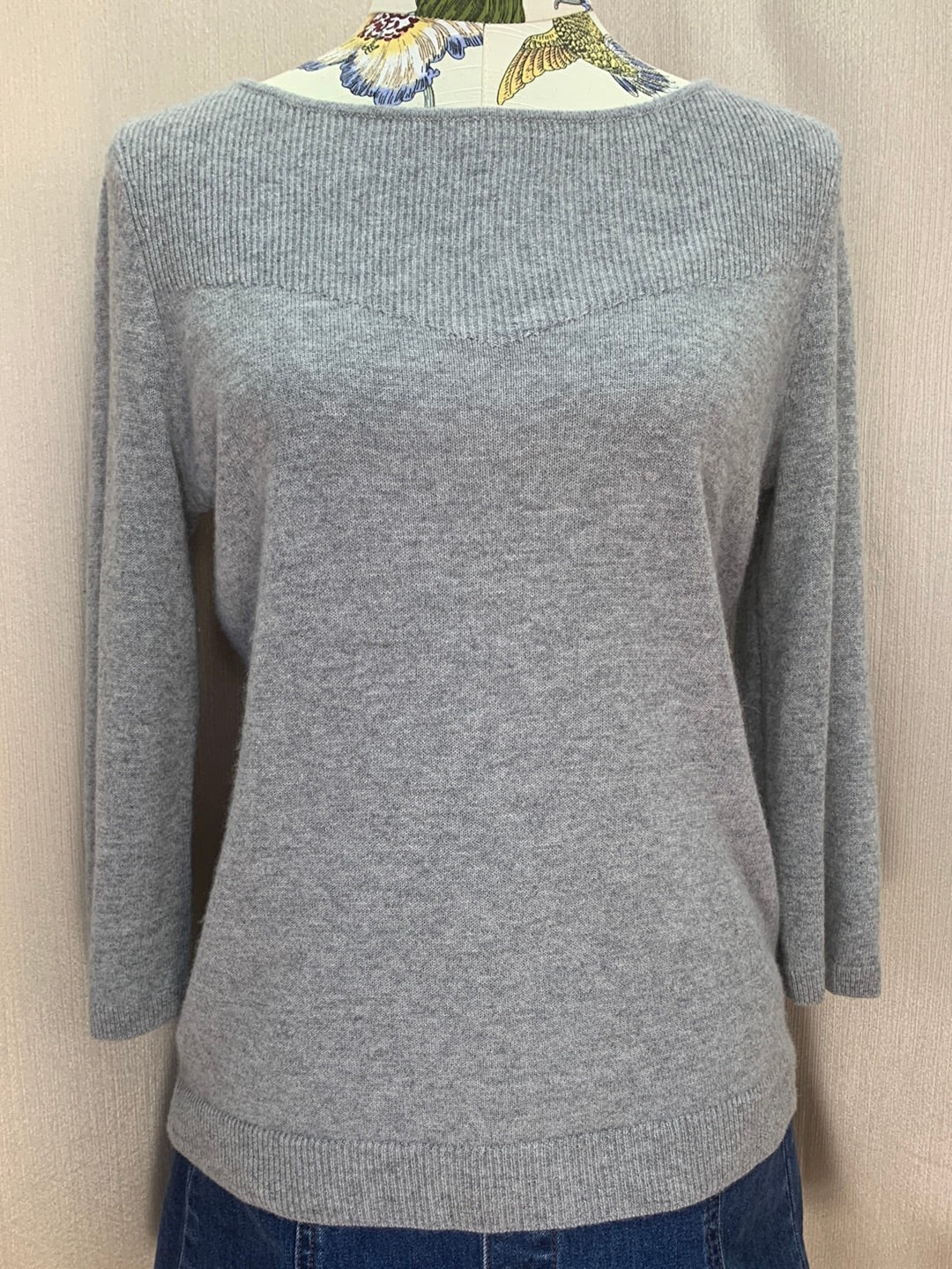 TALBOTS grey Cashmere 3/4 Sleeve Sweater - M
