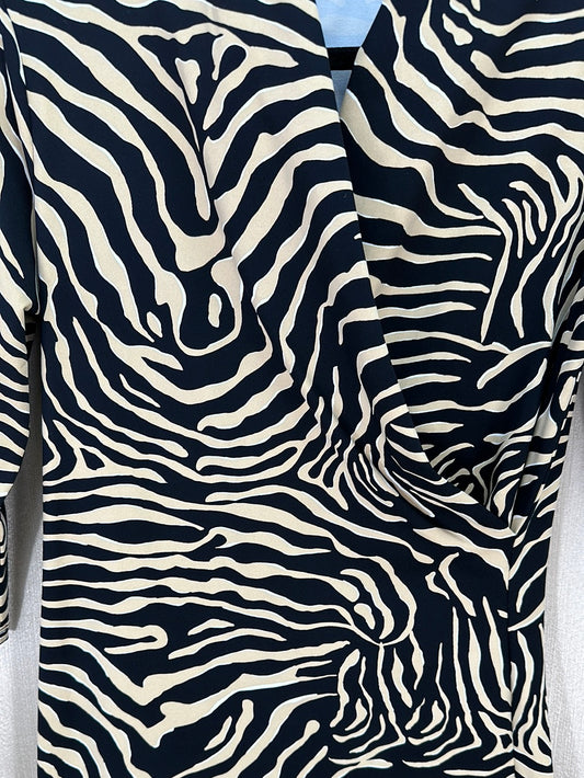 J. MCLAUGHLIN tan black print Catalina Cloth 3/4 Sleeve Panama Dress - S