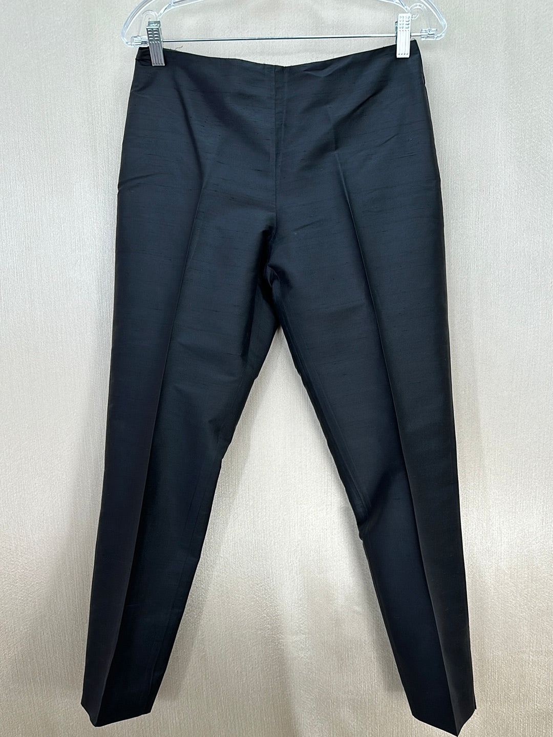 RALPH LAUREN SPORT black 100% Silk Side Zip Tapered Crop Pants - 8
