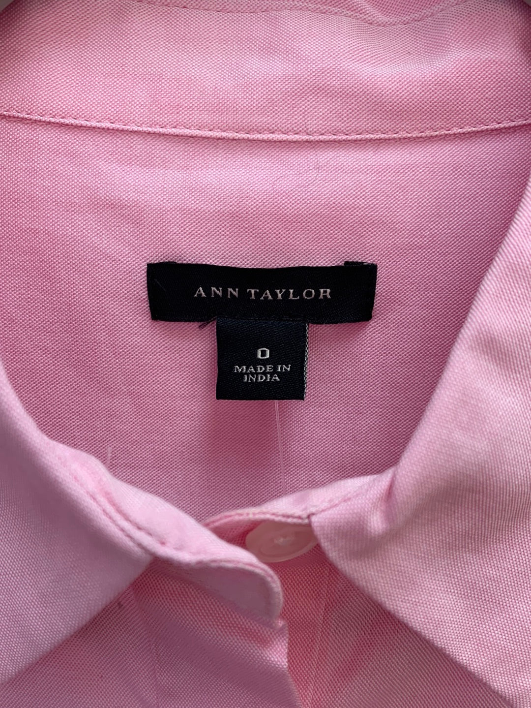 NWT - ANN TAYLOR pink Sleeveless Collar Pleated Button Shirt Dress - 0
